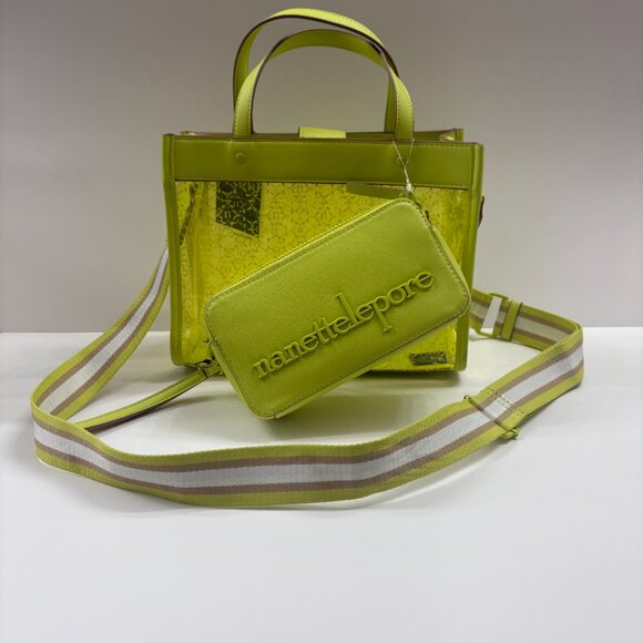 Nanette Lepore - Arianna Clear/ Yellow Logo Satchel - Vegan - Bag in a Bag - NWT - Picture 8 of 12